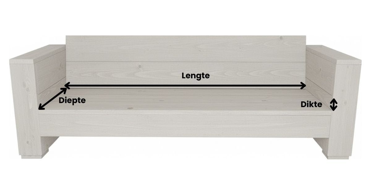 opmeet tekening houten bank